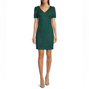 GUESS - Puff-Sleeve Faux-Suede Sheath Dress